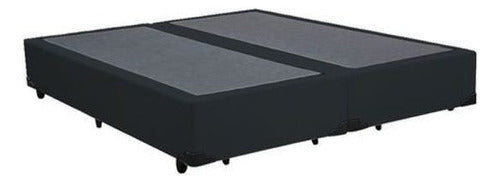 Base Box Casal Bipartido Box Suede Preto 0