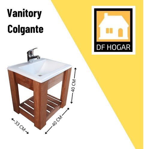 DF Hogar Hanging Vanity with 40cm Basin, Faucet, and Mirror 1