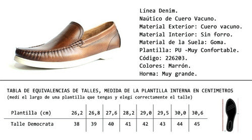 Democrata Nautical De Cuero Hombre Bari Mocasin 226203 5