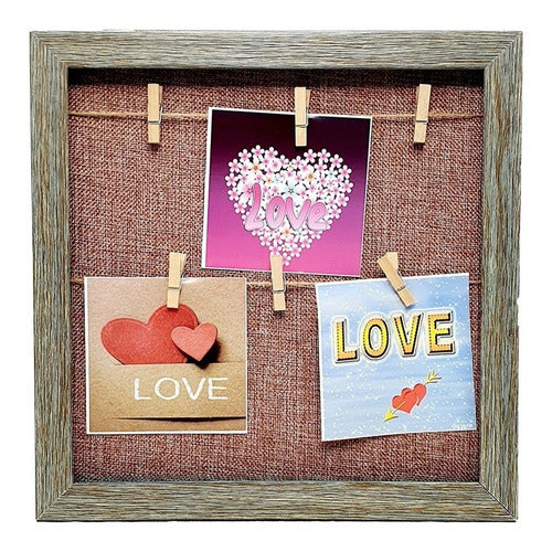 Decorative Wooden Picture Frame with Clips for Photos 30x30 120