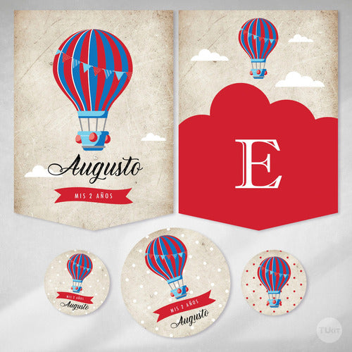 GANGAGRAM Printable Kit Hot Air Balloon Red Blue Candy Bar 2