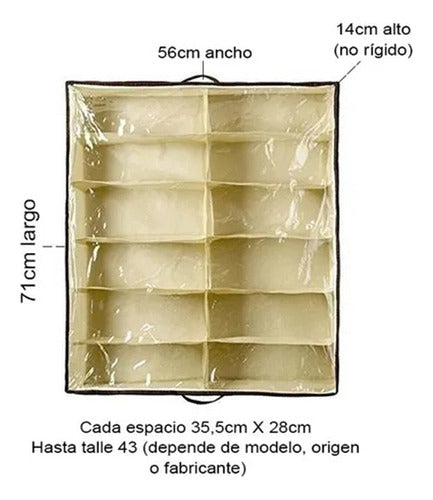 GlobalHome Pack Por Dos Shoe Organizer Under Bed 12 Spaces 3