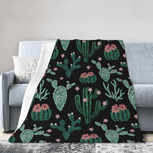 Yrebyou Cactus Blanket Lightweight Fleece Sofa Throw 0