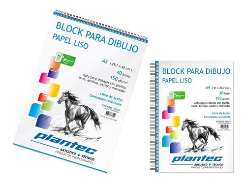 Block Para Dibujo A5 Plantec 150 Gms Liso 40 Hojas C Espiral 0