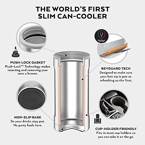 BrüMate Hopsulator Slim Double-Walled Stainless Steel Insulated Can Cooler for 12 Oz Slim Cans (Matte Gray) 2
