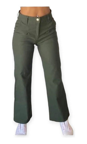Elegant Oxford Palazzo Pleated Dress Pants with Zipper and Button 2