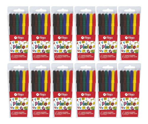 12 Set 6 Filgo Pinto School Markers Assorted Colors 0