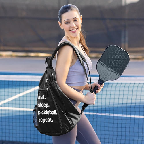 Sweet Jojo Designs Black Pickleball Sling Backpack 1