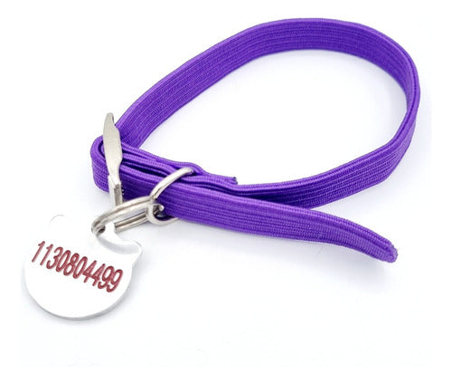 Medallas Para Perros Cat Face Cat-Shaped ID Tag + Adjustable Purple Collar 1cm 4