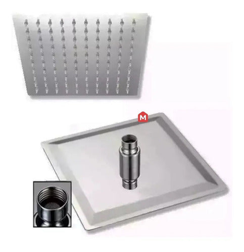 Square 10 X 10 Stainless Steel Shower Head with Mozart Attachment 1