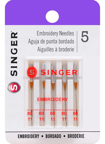 Singer Universal Embroidery Sewing Machine Needles, Size 80/11, 5-Count 0