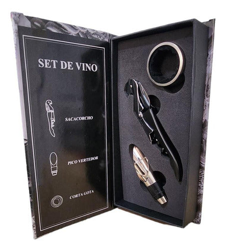 Set Destapa Vino X3 Sacacorchos Pico Vertedor Corta Gota Kit 0