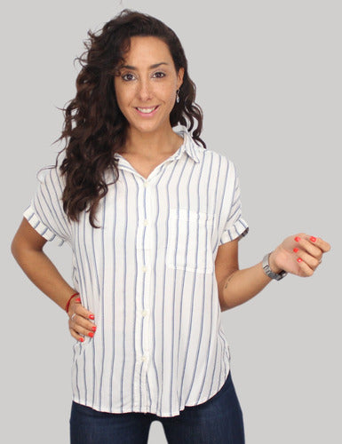 American Eagle Striped Wide Fit Shirt 1