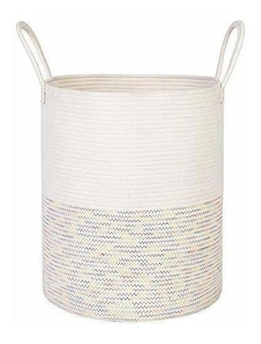 Antjumper Extra Large Cotton Rope Laundry Basket 0