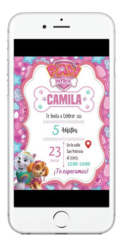 Invitación Cumpleaños Tarjeta Digital Paw Patrol Sky Everest 0