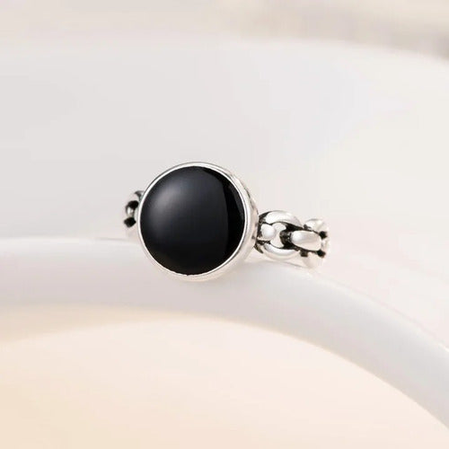 Rose.MVD Adjustable Thai Black Ring Plated in 925 Silver 2