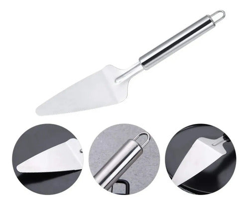 Steel Kit Pizza Rueda Cortadora + Pala Espatula Utensilio Servir 3