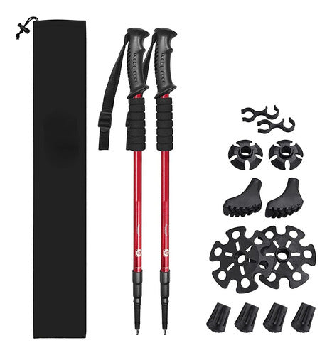 TheFitLife Nordic Walking Trekking Poles - 2 Pack with Antishock and Quick Lock System, Telescopic, Collapsible, Ultralight for Hiking, Camping, Mountaining, Backpacking, Walking, Trekking (Red) 0
