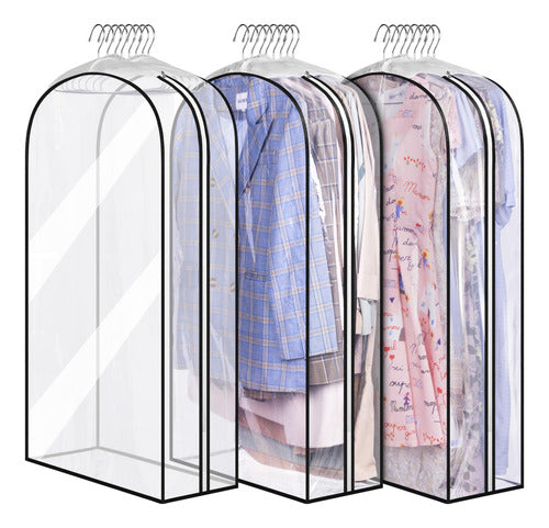 Misslo 3 Pack Transparent Garment Bags with Gusset for Storage 0