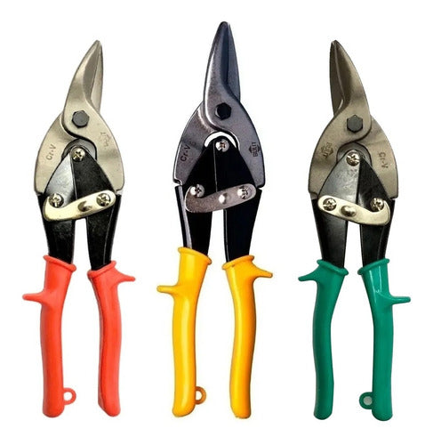 Set of 3 Aviation Shears for Cutting Sheet Metal, Drywall, and Zing 0