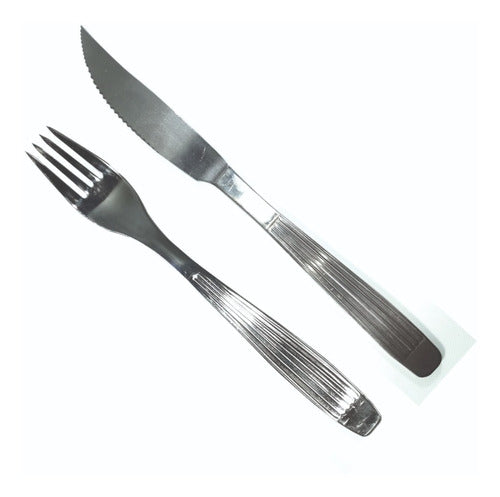 Set of 160 Striped Cutlery Fork Knife Stainless Steel 0