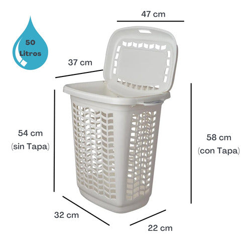 Laundry Basket with Lid Plastic Rectangular Hamper for Bathroom and Laundry Room 2