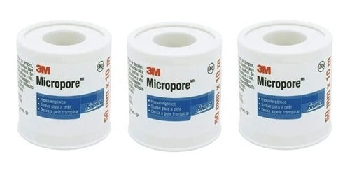 Fita Micropore 3m Branca 50mm X 10m Com 3 Rolos 0