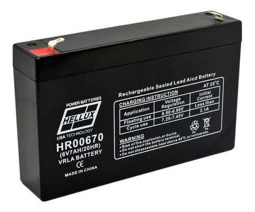 Hellux VRLA Battery HR00670 6V 7Ah Auto Battery Gel 1