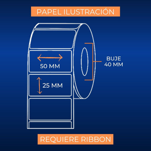 IDSHOP® Roll of Illustration Paper Labels 50x25mm Hub 40 Ideal for TSC 1