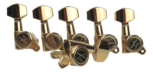 Guyker Guitar Tuning Pegs 6 In Line Gold With Lock Type Gotoh 0