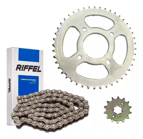 Riffel Kit Transmission Crown+Pinion+Chain for Motomel CG 150 S2 0