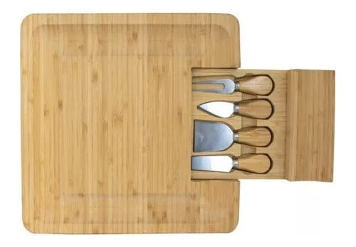 Moon Square Bamboo Wood Cutting Board + Accessories 1