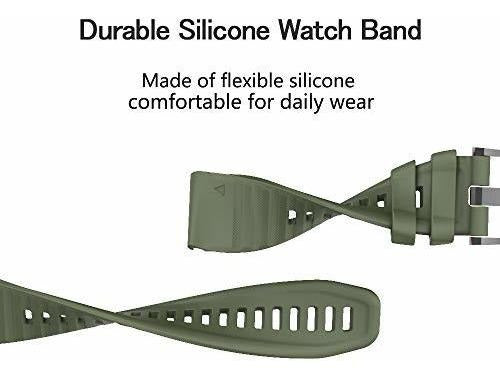 Isabake Watch Band for Garmin Fenix 6X/6X Pro 5X/5X Plus 3/3 HR 26mm Army Green 3