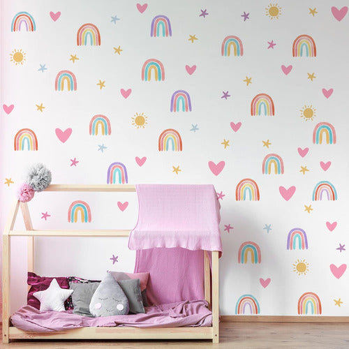 Epakh 24 Rainbow Star Heart Wall Stickers Decoration 0