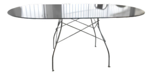 Tisera Oval Glass Table Chromed Legs Dining Home MDV-11 0