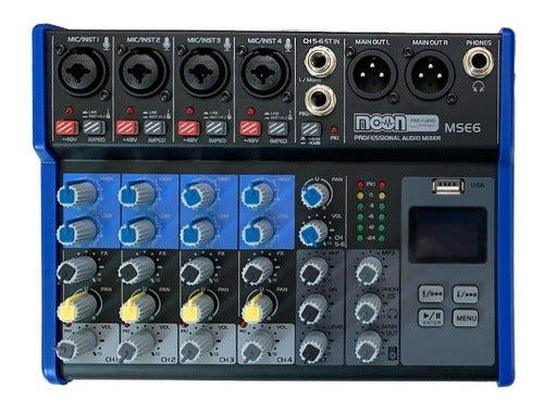 Moon Consola Mixer De 6 Canales Con Mp3, Rec Effect Audiofer 0