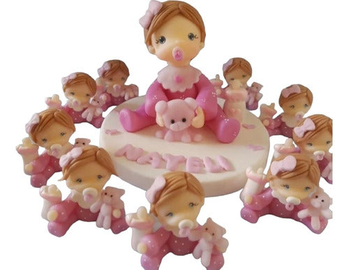 Nubecitas Combo 20 Souvenirs and Cake Decoration Cold Porcelain Baptism 0