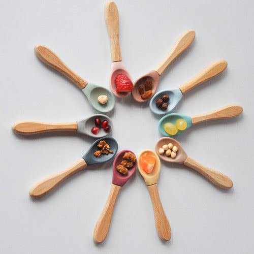 Minikoioi Silicone Spoons Bamboo Handle X2 6m+ 3