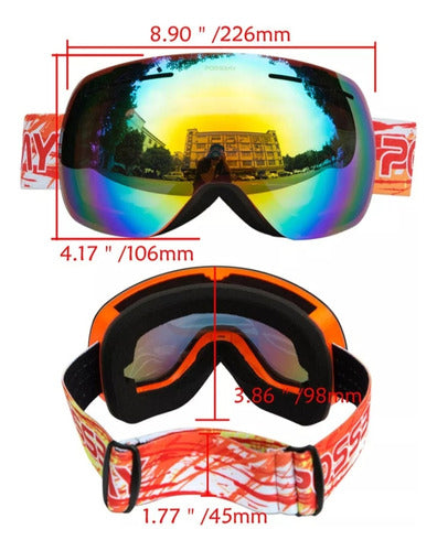 Possbay Ski/Snowboard Goggles with Case - UV Protection, Anti-Fog, Adjustable Strap 6