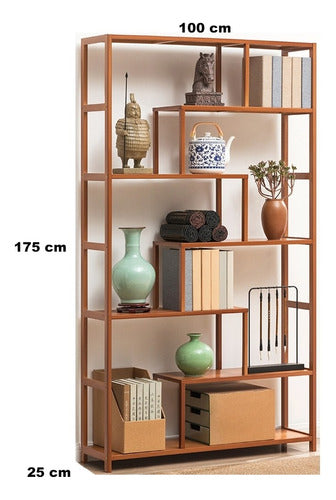 Generic Bamboo Shelf 100x25x175cm Mahogany Color 1