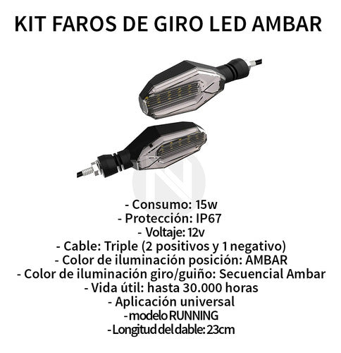 Lux Led Kit Faros Led Giro Posición Ambar Moto Secuencial Universal 5