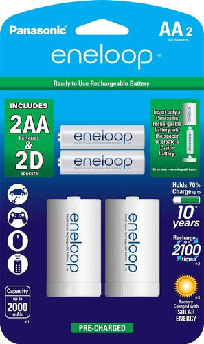 Panasonic Eneloop D Battery Adapter with Rechargeable AA Batteries 0