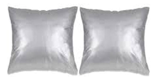 Generic Eco Leather Cushion Covers Silver 43 X 42 Pack of 2 0