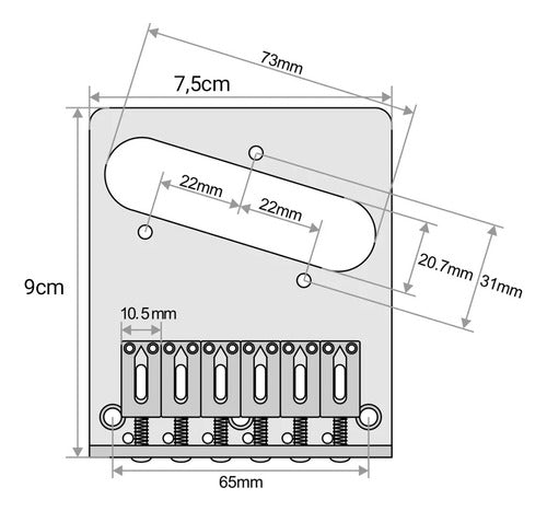 Ponte Para Guitarra Telecaster Com Carrinhos Preto. 6