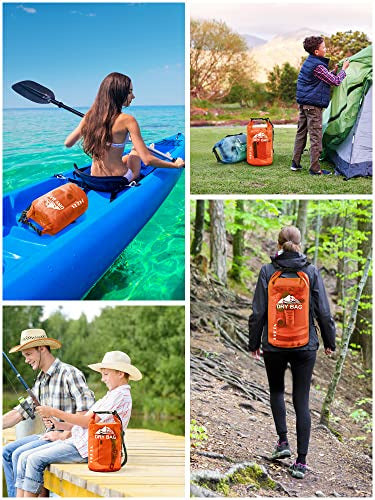 Heeta Waterproof Dry Bag Backpack 30L Orange Clear 5