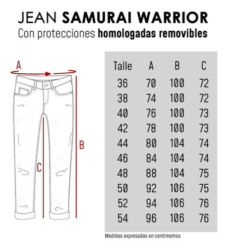 Samurai Warrior Urban Stretch Jeans with Knee Protections Blue Um 1