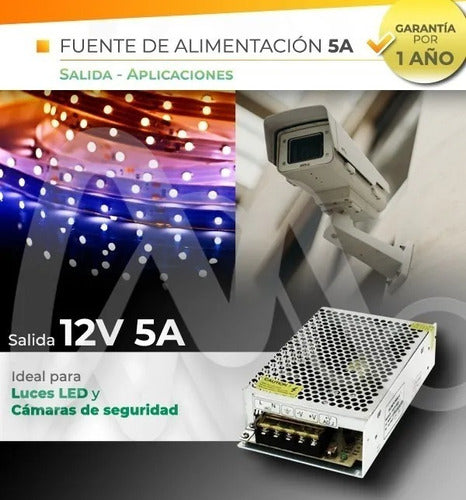 Metal Switching Source 12V - 5A LED Strip CCTV Transformer for Ent 4