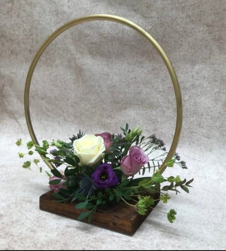 LG Circular Mixed Iron - Wood Centerpiece (Without Flowers) 1