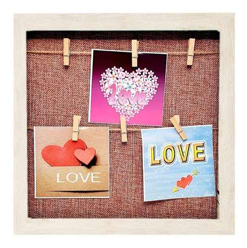 Decorative Wooden Picture Frame with Clips for Photos 30x30 112