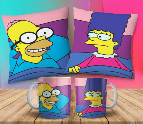 Imprimi Kits Plantillas Sublimar Tazas Y Almohadones Simpsons Amor Pares 5